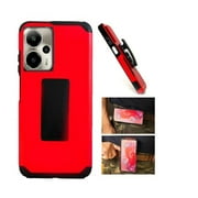 Compatible Case for AT&T Motivate Pro 5G/ Cricket Outlast 5G (2024), Dual Layer Shockproof 360-Degree Rotating Belt Clip Case Cover with Kickstand (Red)