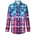 thumbnail image 4 of HongQid Women's Plaid Button Down Shirts Cotton Casual Long Sleeve Lightweight Checkered Spring Fall Shirt Tops with Pocket, 4 of 6