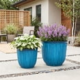 thumbnail image 5 of Better Homes & Gardens Kamala Round Recycled Resin Planter, Aqua, 10.7 in x 10.7 in x 9.7 in, 5 of 9