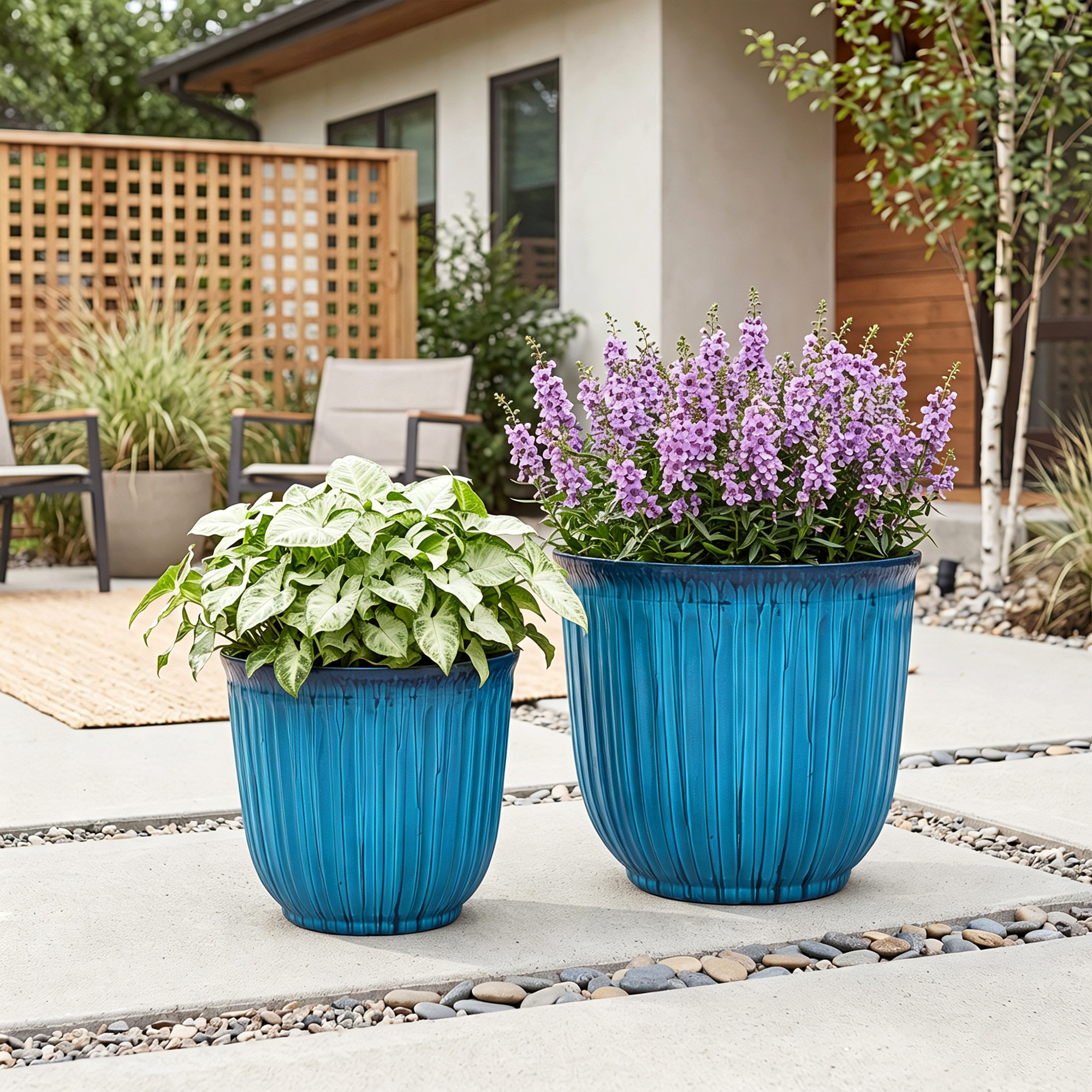 Better Homes & Gardens Kamala Round Planter, Aqua photo 4