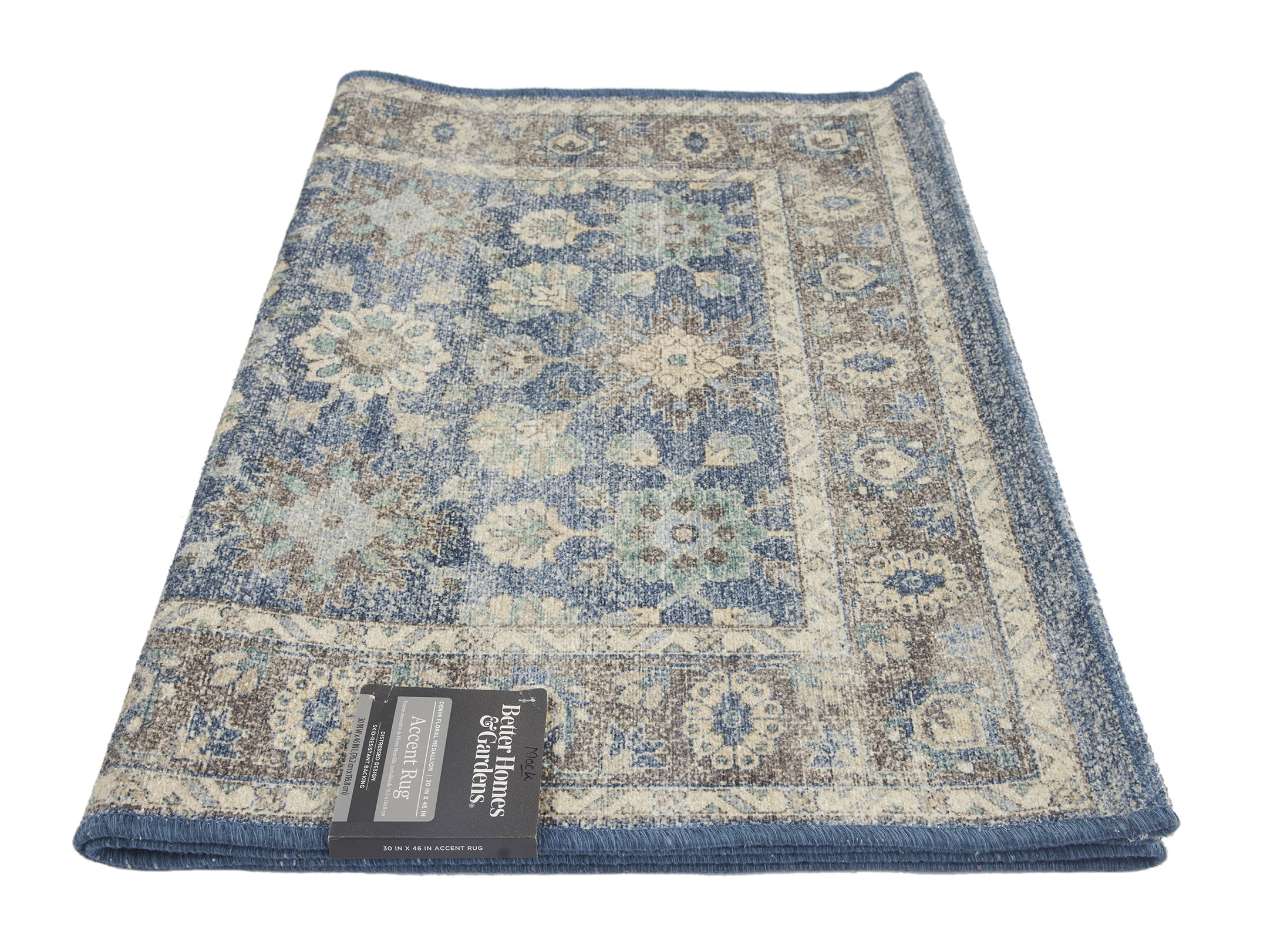 (2 pack) Better Homes & Gardens  Blue Floral Indoor 2.5' x 7' Runner Rug