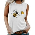 thumbnail image 2 of Women‘s Bee Day Tank Tops Fashion Summer Bee Graphic T Shirts Crewneck Sleeveless Camisole Teen Girls Dressy Casual Blouses Going Out Basic Tees Beach Vacation Vests Clothes, 2 of 4