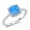 Blue, variant on Halo Set Blue Simulated Opal Clear Cubic Zirconia Square Ring Sterling Silver Size 5