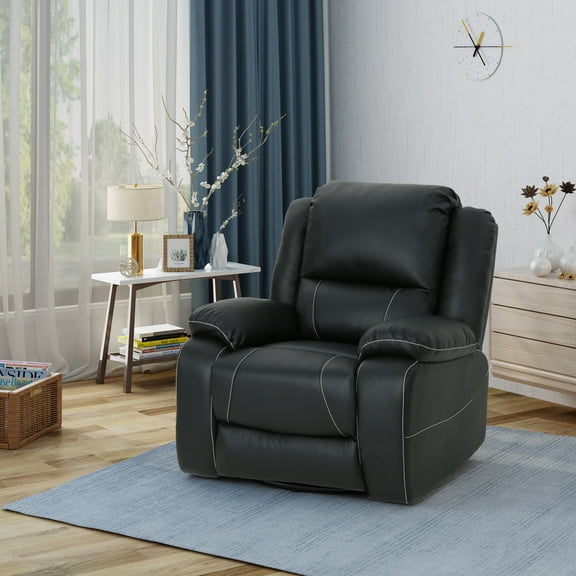 Euroco 39" Wide Faux Leather Manual Swivel Standard Recliner