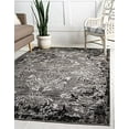 thumbnail image 1 of Unique Loom Botanical Collection Vintage Floral Transitional Indoor and Outdoor Flatweave Area Rug, 4 x 6 Feet, Light Gray/Black, 1 of 2