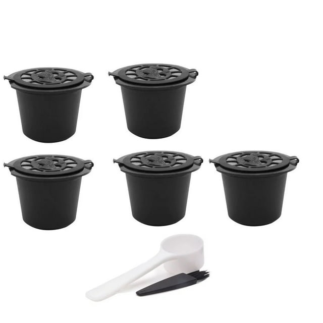 5PCS Nespresso Refillable Coffee Capsule Cup Reusable Coffee Capsule Spoon Brush Coffee Filters Coffee Accessories