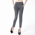thumbnail image 4 of Neewe Womens Summer Casual Loose Striped Wide Leg Lounge Pants Solid Color Stretch Large Size Elastic Trousers-Gray Free Size, 4 of 7