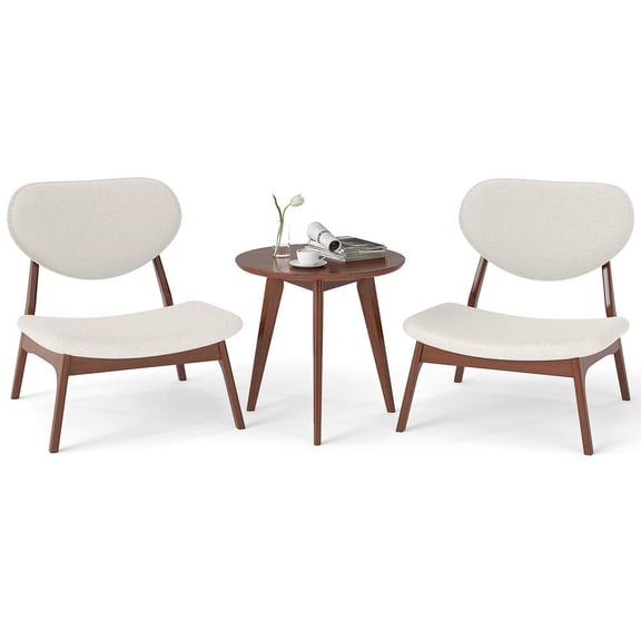 Resenkos Accent Chairs Set of 2 with Included Side Table and Solid Wood Frame, Beige