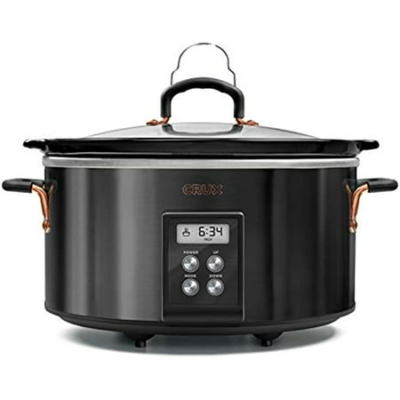 

CRUX 6-Quart Programmable Digital Slow Cooker with 20 Hour Digital Countdown Timer Black