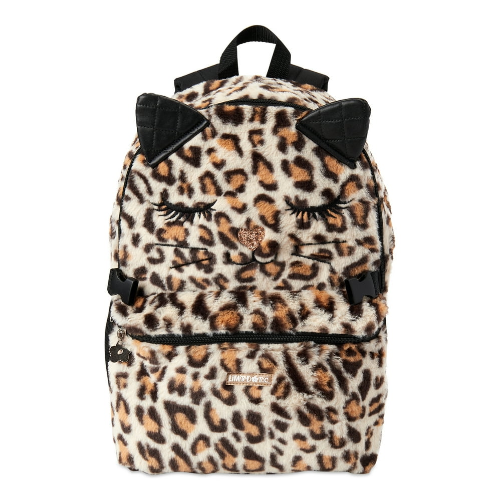 Limited Too Limited Too Plush Backpack with Lunch Bag, Cheetah Kitty