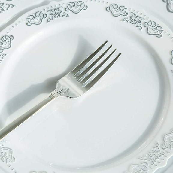 Balsa Circle 24 Pieces 8" Silver Metallic Disposable Plastic Forks Event Tableware