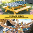 thumbnail image 6 of Japanese Rabbits Table Cloths for 6 Foot Rectangle Tables, Vintage Navy Blue Farmhouse Checkered Patio Waterproof Elastic Fitted Tablecloths, Washable Rectangular Table Cover for Camping, 6 of 8