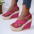 thumbnail image 2 of Lovskoo 2024 Women's Wedge Sandals Open Toe Summer Casual Dressy Ankle Strap Platform Sandals Pink, 2 of 6