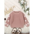 thumbnail image 3 of Newborn Baby Girl Sweater 6 9 12 18 24 Months 2T 3T Casual Floral Embroidery Warm Knitted Long Sleeves Pullover Infant Knitwear for Toddler, 3 of 9