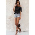 thumbnail image 4 of ABPHQTO Top negro con cintura fruncida y hombros descubiertos para mujer, 4 of 5