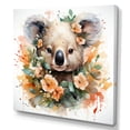 thumbnail image 2 of Designart "Gentle Floral Gaze of the Koala II" Animals Wall Art - Modern Orange Koala Entryway Wall Art Print, 2 of 6