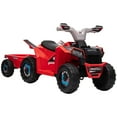 thumbnail image 3 of Aosom Kids ATV Quad Car with Back Trailer, Red, 3 of 10