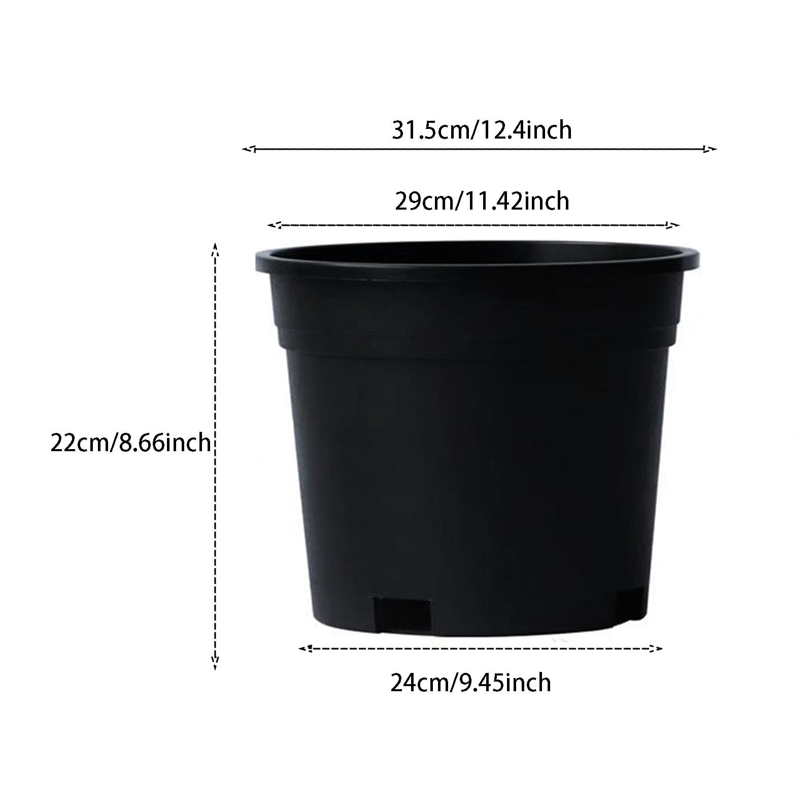 4-Pack Stackable Nursery Pots (1/2/3/4 Gallon) - Unbreakable PP Planters with Drain Holes for Starting, Hydroponics & Indoor/Outdoor Gardening, Black
