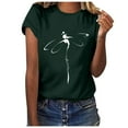 thumbnail image 1 of Fgnfyis Hauts pour Femmes T-Shirt Court Chemise Décontractée Tunique à Manches Imprimé Col Rond Lettres Hauts Blouse T-Shirts à Manches Courtes pour Femmes Vert Foncé S, 1 of 4