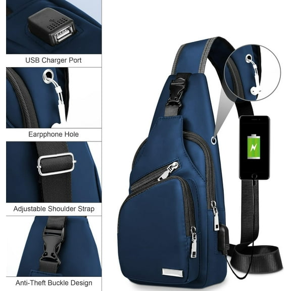 Men Women Leather Crossbody Bag Trendy Sling Bag Man Purse Waterproof Sling Backpack Hiking Daypack MultipurposeCross Body Chest Bag
