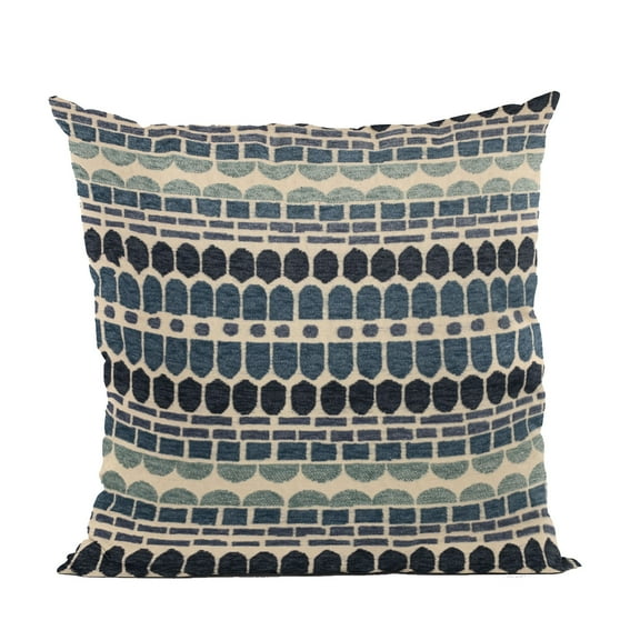 Plutus 20" x 26" Harmony Border Luxury Throw Pillow in Blue