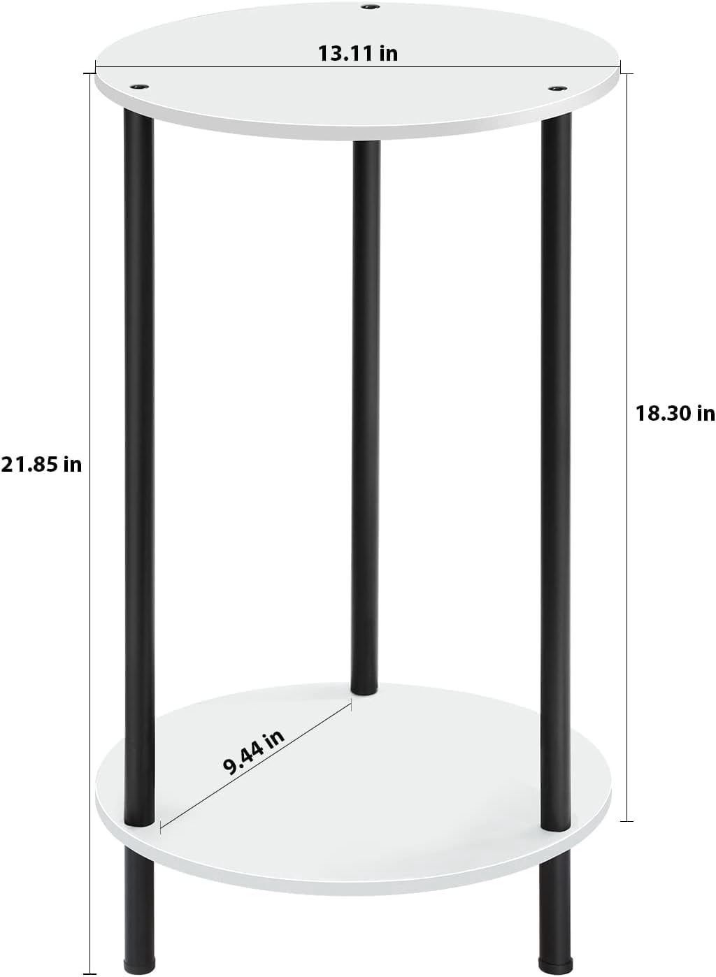 Round Nightstand Coffee Table White Office Bedroom Set of 2