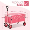 thumbnail image 4 of Sunula 330LBS Collapsible Foldable Wagon, 130L Large Capacity Folding Lightweight Wagon, Folding Utility Heavy Duty Cart for Garden, Shop, Grocery, Camp, Beach, Outdoor (Pink, 1 Year Warranty), 4 of 7