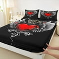 thumbnail image 3 of Castle Fairy Princess Queen Crown Full Size Sheets 4-Piece for Teens Adults,Love Heart Print Angle Wings Breathable Bed Sheets,Gothic Valentine's Day Lightweight Sheet Sets,Super Cozy Room Decor, 3 of 7