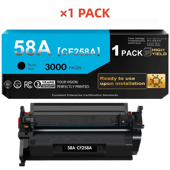 58A Black Toner Cartridge (with chip) Compatible for 58A CF258A 58X CF258X for MFP M428fdw M428fdn M428dw Pro M404n M404dn M404dw M406dn M430f M404 M428 Printer (1 Pack)
