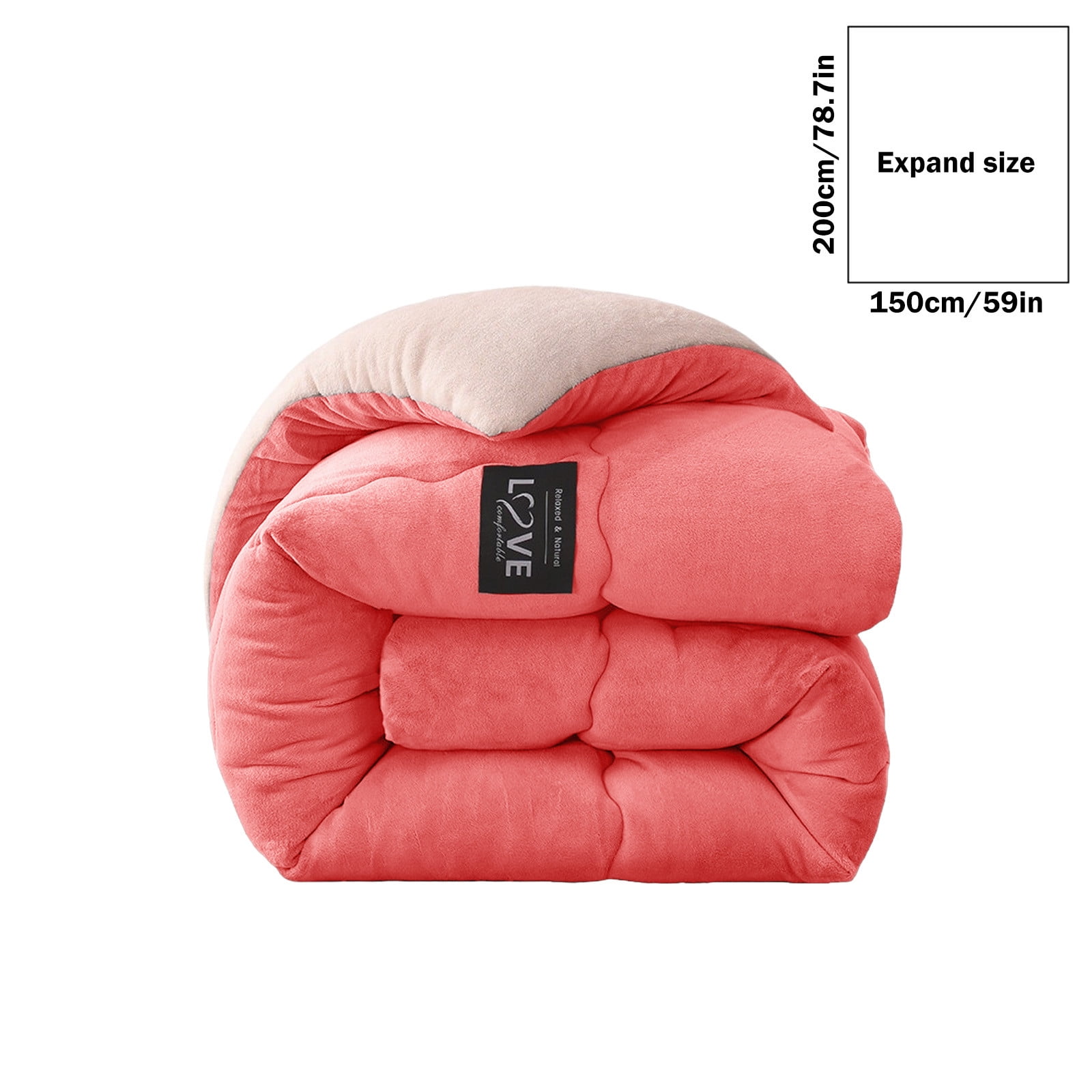 Kezqiaxn Thickened Comforter 150x200cm Milk Fleece Full Size Comforters Winter Quilt Doubles Lightweight Quilt Bed Thick Blankets Warm Cotton Quilt for Camping/Bedroom/All Season Pink