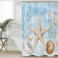 thumbnail image 2 of 54x78 Inch Shower Curtain Decorative Blue Starfish Coastal Bathtub Bath Curtains Fabric Waterproof Bathroom Decor Summer Beach Ocean Coral Shell Small Stall Shower Curtain Set with 12 Hooks, 2 of 6