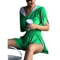 thumbnail image 2 of Biekopu Women's Short Velvet Jumpsuit Contrast Color Half Sleeve Front Zipper Hood Playsuit Summer Clothing Rompers, 2 of 5
