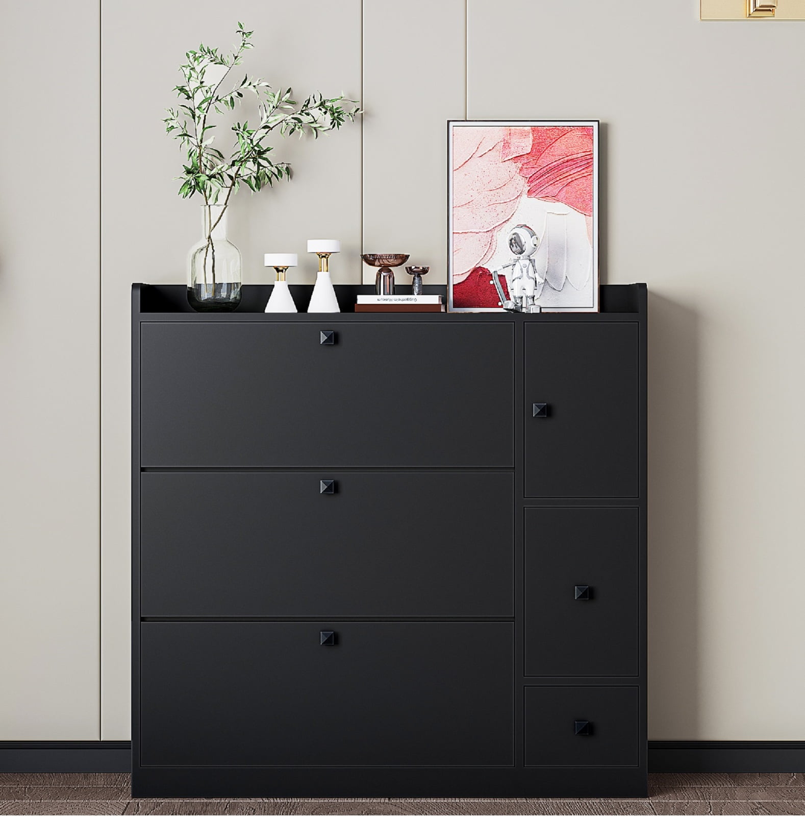 Shoe Rack Versatile Narrow Shoe Cabinet with 3 Flip Drawers Slim Shoe Cabinet Storage for Entryway with Pull down Seat Free Standing Shoe Rack with Drawer for Hallway White Walmart