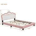 thumbnail image 5 of CITYLE Full Size Upholstered Princess Bed,Cute Crown Shape Full Size Leather Platform Bed with Headboard and Footboard for Kids Boys Girls,No Box Spring Needed, Pink, 5 of 7