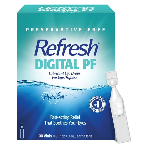 Refresh Digital PF Lubricant Eye Drops Preservative-Free Artificial Tears, 0.4 ml, 30 Count