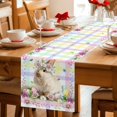 thumbnail image 5 of Easter Cute Bunny Cotton Linen Table Runner for Dining Kitchen, Eggs Spring Daisy Flowers Colorful Striped Wedding Outdoor Party Tablerunners, Dresser Scarf Coffee Tablecloth Runners 13x48 Inches, 5 of 9