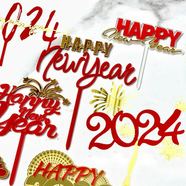 1pc Ins Style 2024 Christmas/new Year Party Cake Topper, Cake Decoration  Acrylic Insert