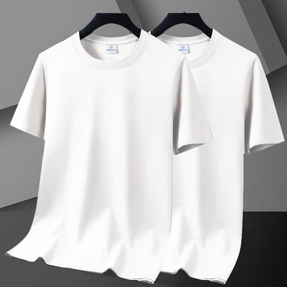 2 Pack Mens Big & Tall T Shirts M-5X Plus Size Short Sleeve Crewneck Tees Tops Casual Solid Color Pullover Stretchy Slim Basic Workout Tshirts Shirt