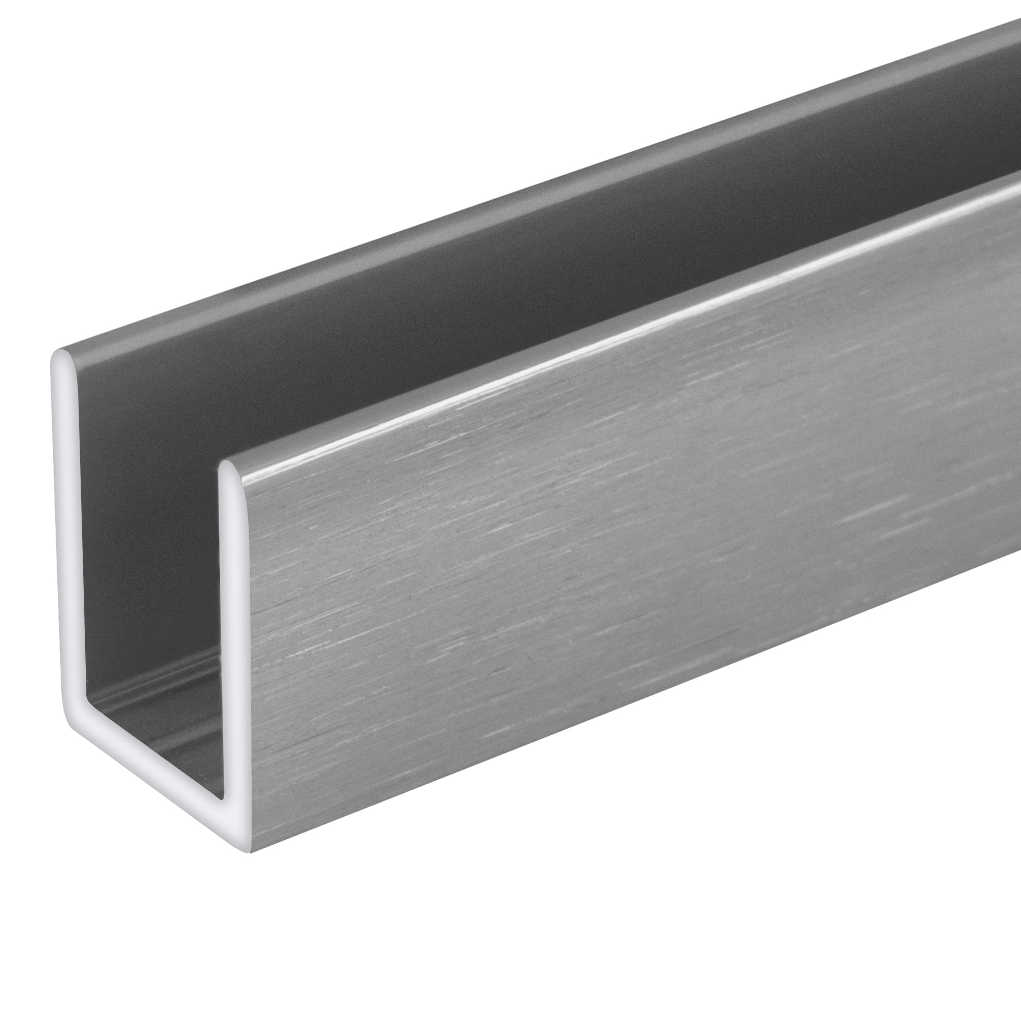 Brixwell SDCD38AB-CCP48-XCP5 Brushed Anodized 3/8" Fixed Panel Shower Door Deep U-Channel -  48" Stock Length - pack of 5