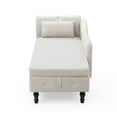 thumbnail image 4 of Velvet Multifunctional Chaise Lounge with Large Storage Space, Modern Buttons Tufted Nailhead Trimmed Sofa with Solid Wood Legs and 1 Pillow, Single Sofa for Living Room, Guest Room,Beige, 4 of 5