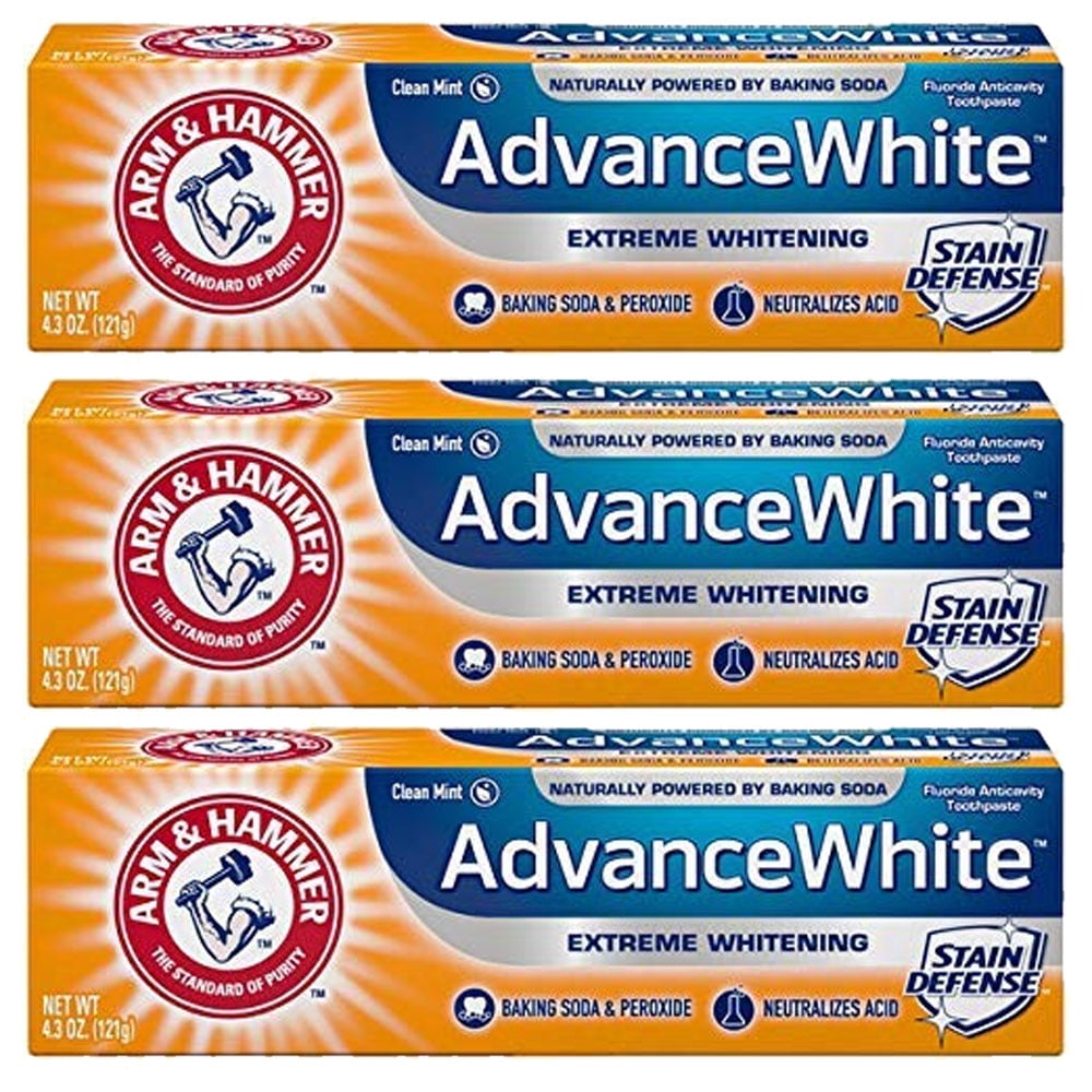 (3 Pack) ARM And HAMMER Advance White Baking Soda And Peroxide Toothpaste, Extreme Whitening 4.3 oz