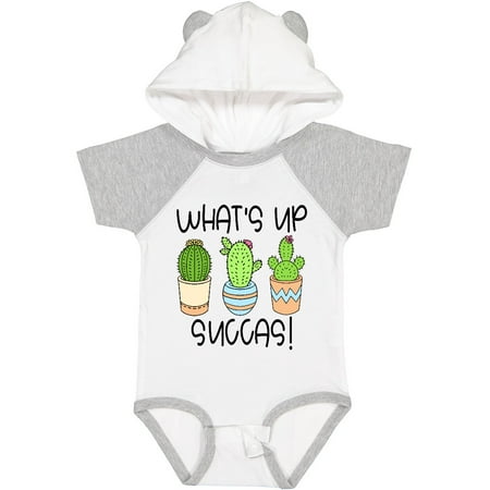 

Inktastic What s Up Succas Funny Cacti Plants Gift Baby Boy or Baby Girl Bodysuit