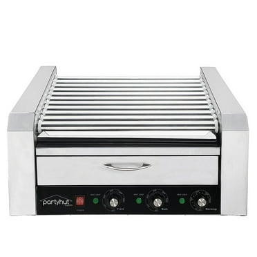 PartyHut  Commercial 11 Roller and 30 Hotdog Machine with Bun Warming Drawer,
