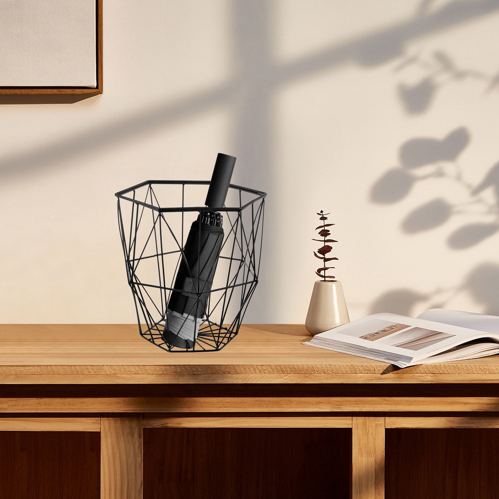 WHAMVOX Umbrella Stand Holder Basket Umbrella Bucket 30.50X26.50X26.50CM Black