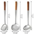 thumbnail image 2 of Juego Utensilios Wok Acero Inoxidable Mango Madera 17 Pulgadas Cucharon Espumadera Espátula Cocina, 2 of 5
