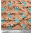 thumbnail image 1 of Soimoi Satin Silk Fabric Artistic Floral & Rabbit Animal Fabric Prints by Yard 42 Inch Wide, 1 of 1
