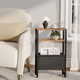 thumbnail image 6 of Narrow End Table with Magazine Rack - Rustic Brown Nightstand for Small Spaces, 6 of 7