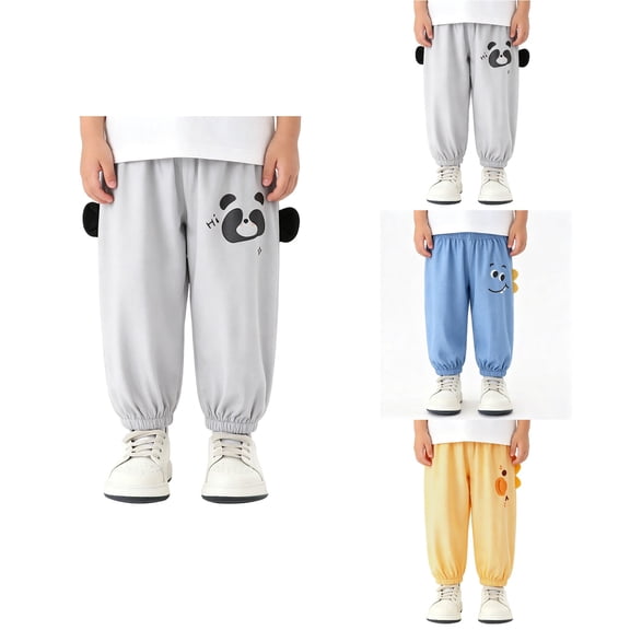 SROBPTY Toddler Boys Pants Print Straight Leg Soft Elastic Waist Breathable Trousers for 1-3Y