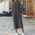 thumbnail image 4 of zaveiop Women's Merino Wool Blend Sweater Dress Fashion 2025 Fall Winter Sexy Collar Fur Dress Long Sleeve Ribbed Knit Dress (Dark Gray, S), 4 of 4