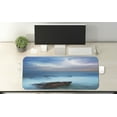 thumbnail image 2 of Nature Computer Mouse Pad, Tropic Sea with Rocks and Storm in the Air Tranquil but Dangerous Epic Scenery, Rectangle Non-Slip Rubber Mousepad X-Large, 35" x 15" Gaming Size, Turquoise, by Ambesonne, 2 of 2